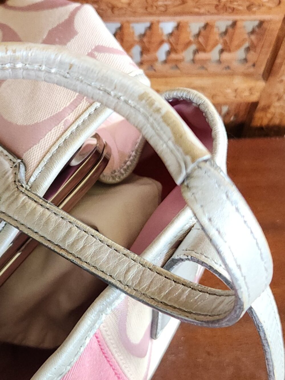 Coach Signature Stripe Carryall Satchel in Pink - F13533 - Picture 4 of 11